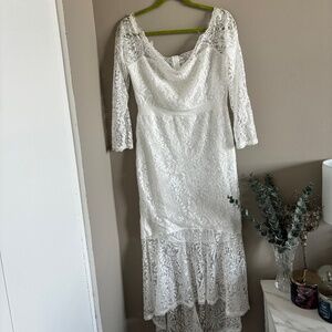 Off the Shoulder White Midi Dress